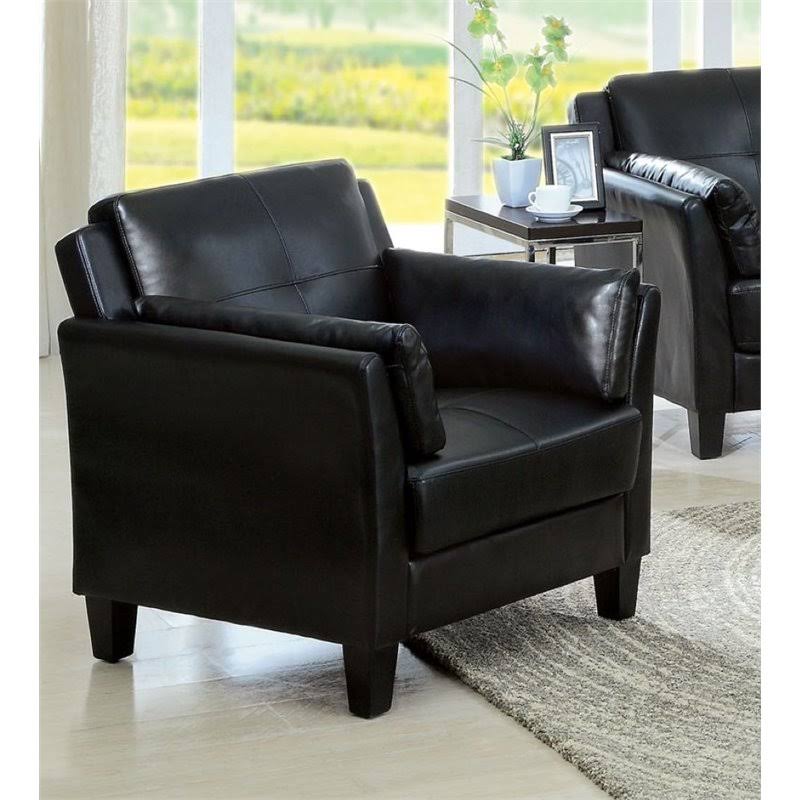 Black Tufted Faux Leather Accent Chair K689871