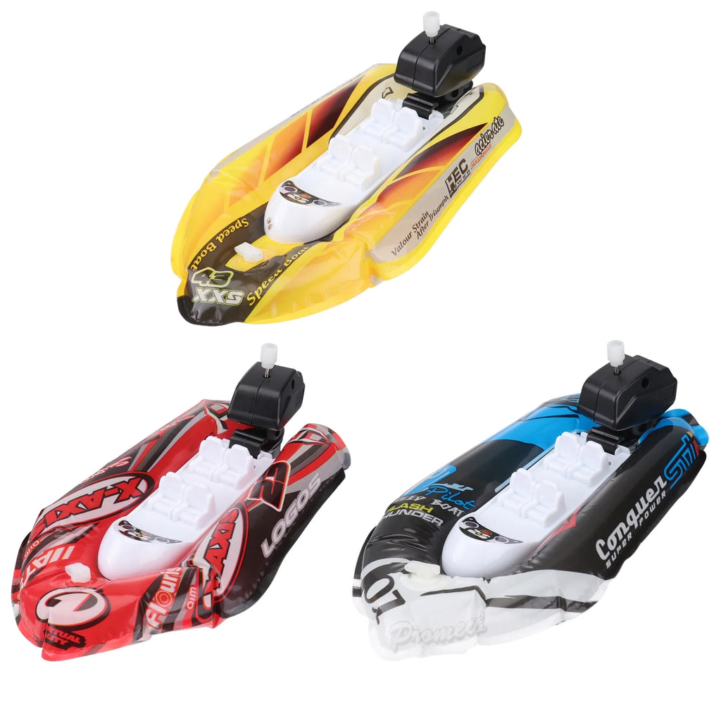 3pcs Mini Inflatable Paddle Boat Bathing Toy (Blue + Red + Yellow) W7137