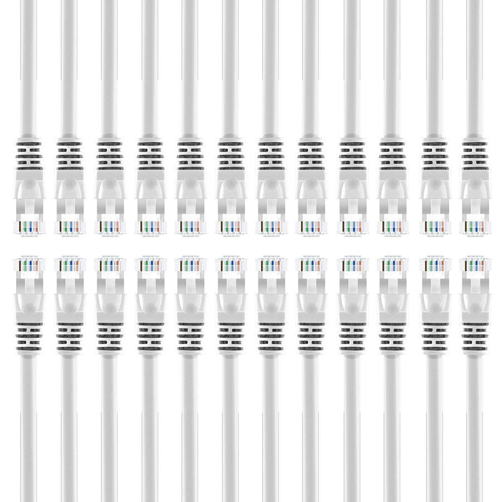 24-Pack Cat 6 Snagless Ethernet Cable 6 Feet White U7199