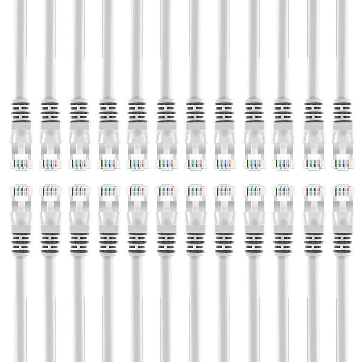 24-Pack Cat 6 Snagless Ethernet Cable 6 Feet White U7199