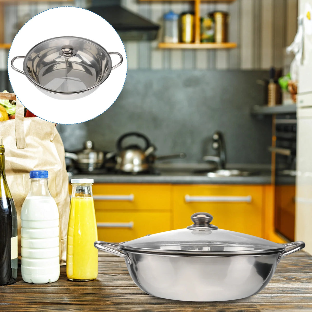 Stainless Steel Induction Cooker Pot with Lid F9813