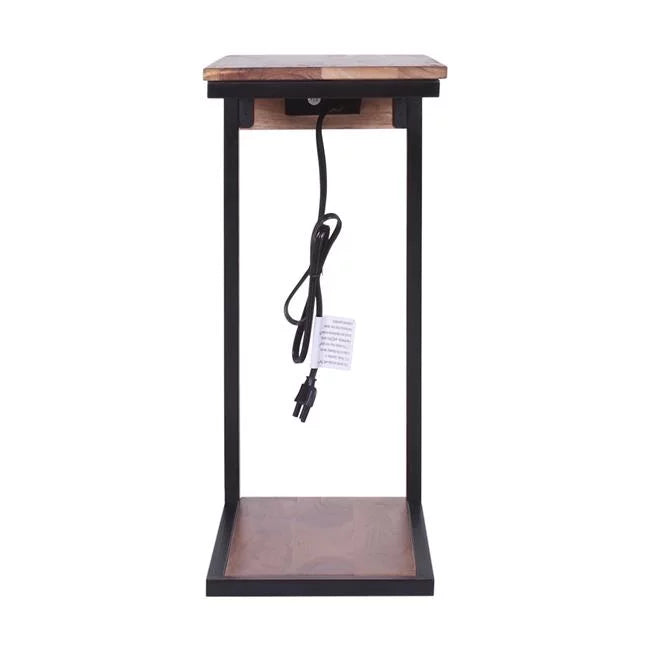 Dark Brown Wood End or Side Table with USB J916226