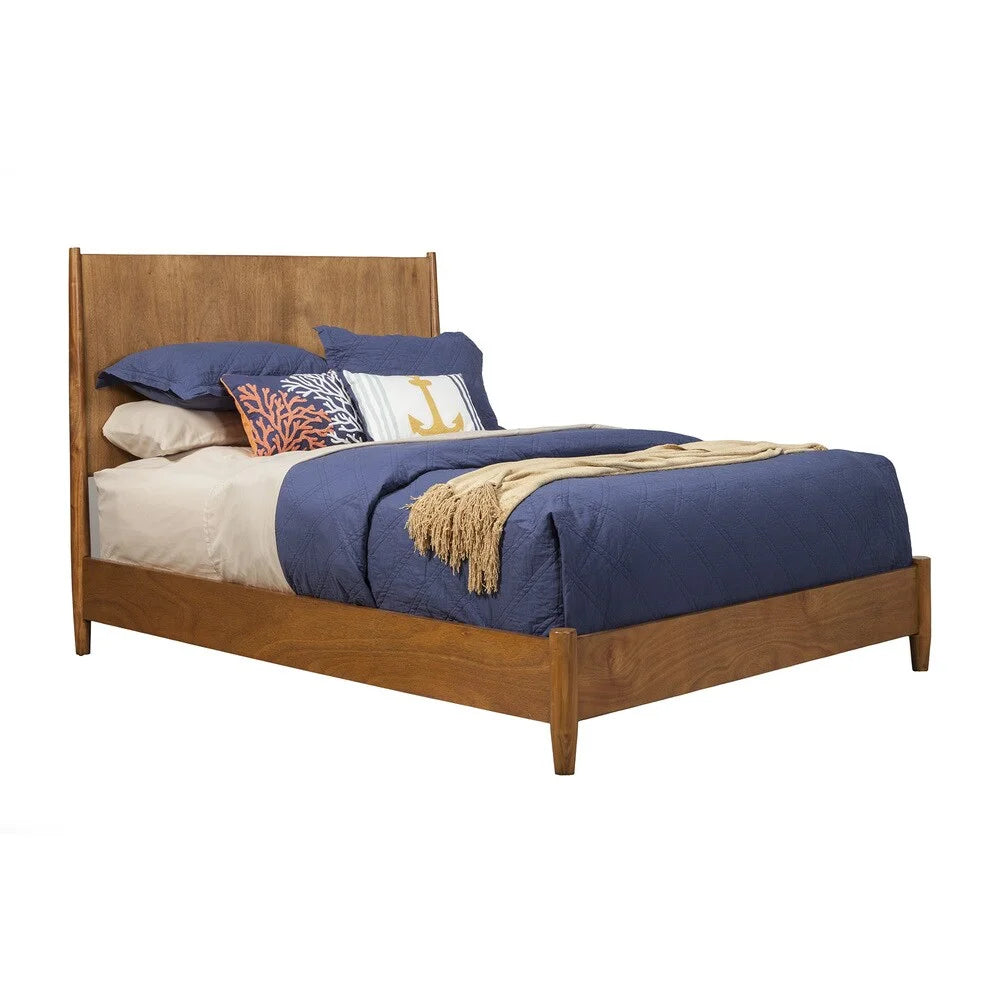 Queen Size Mid Century Modern Panel Bed V5724