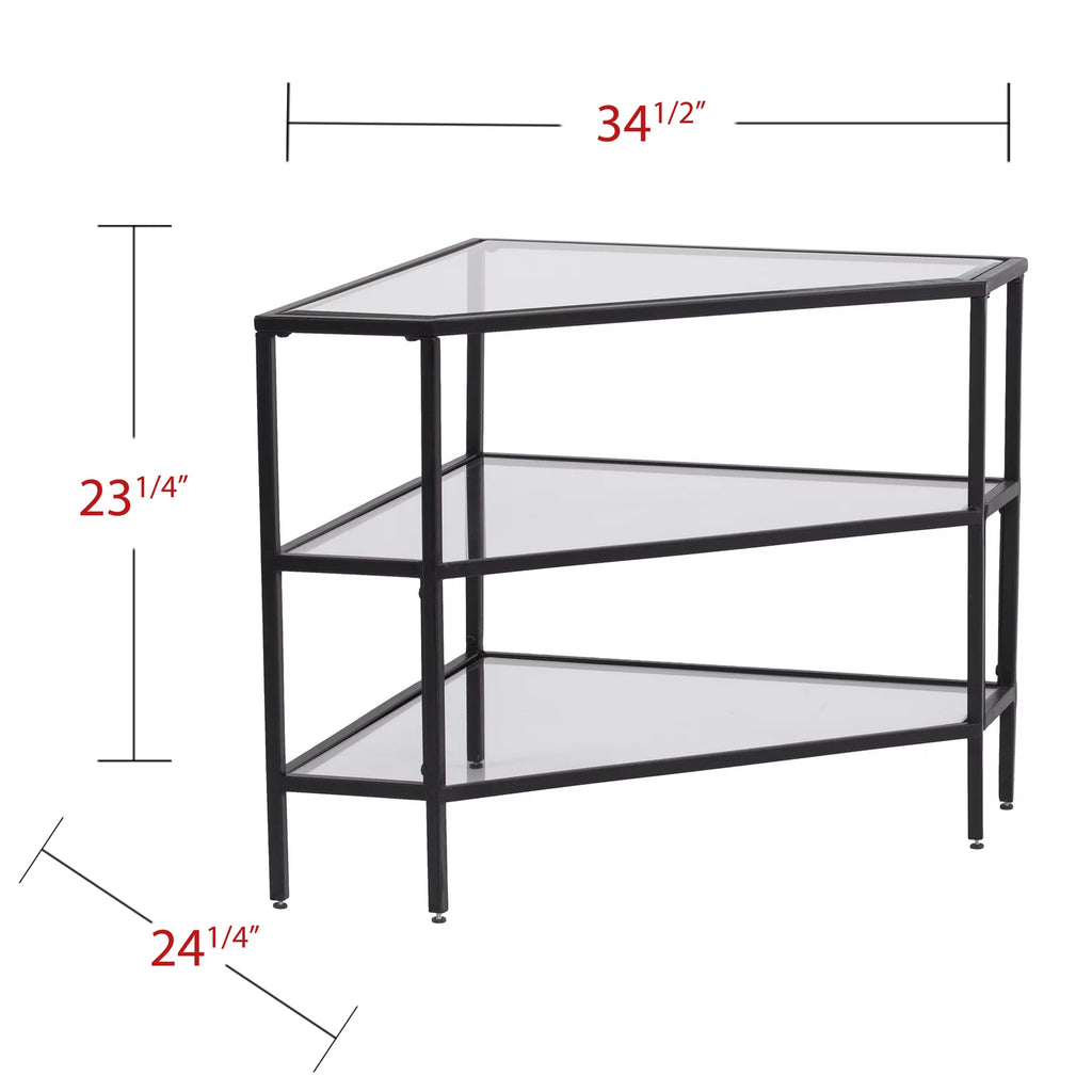 Black Metal and Glass Corner TV Stand O13922