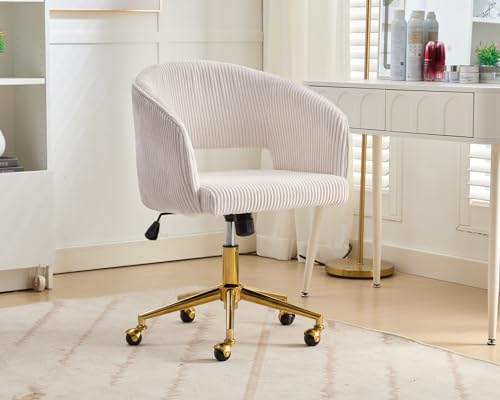 Velvet Upholstered Swivel Desk Chair with Gold Base M55005