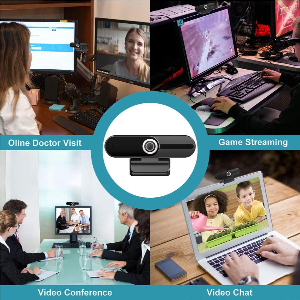 4K Webcam with Microphone 8MP USB 1080P Privacy Cover Mini Tripod Pack of 2 X182