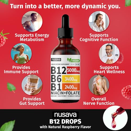 (2 Pack) Vitamin B12 Liquid Drops, 5000 mcg with Vitamin B6, 80 Servings X78618