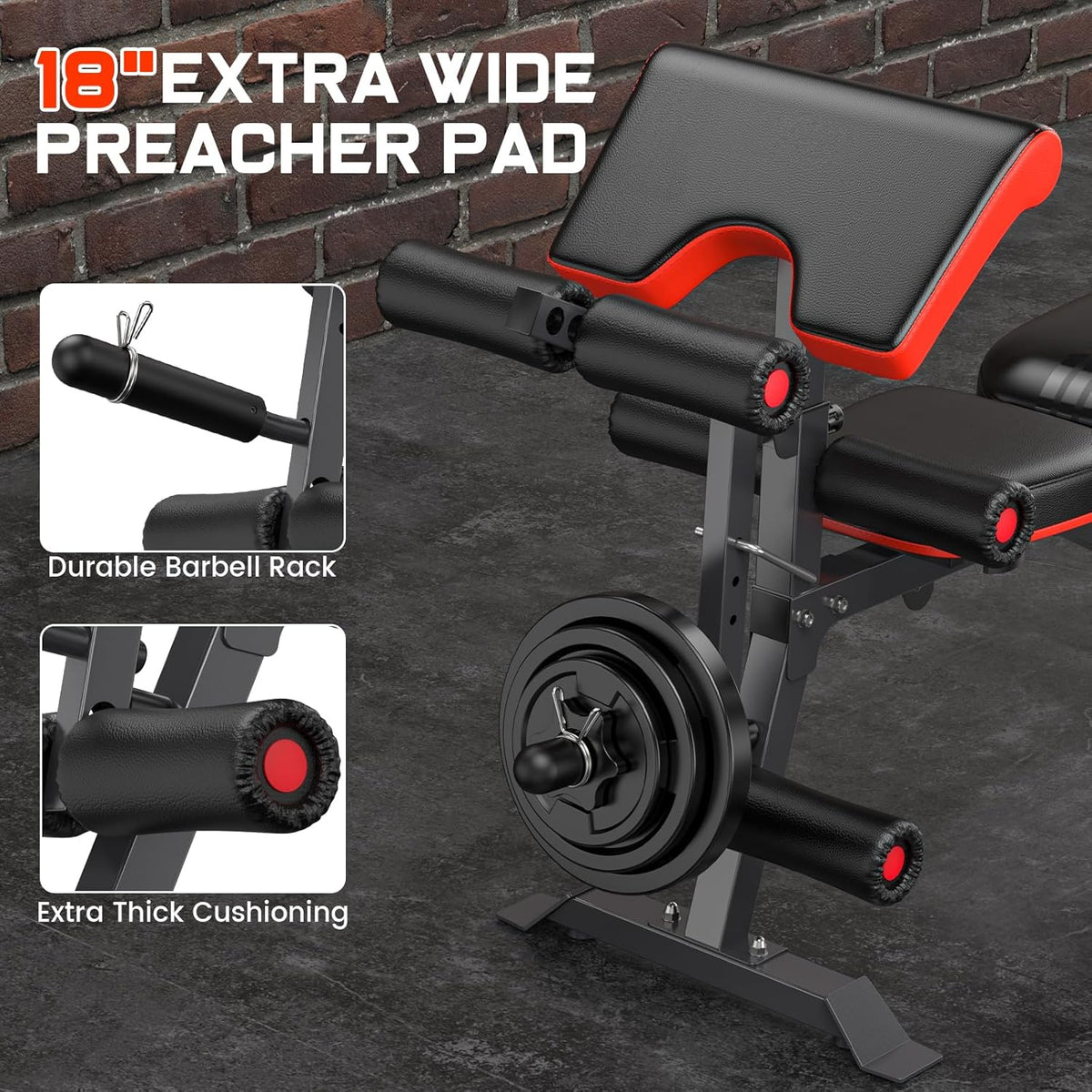 Adjustable Weight Bench with Leg Extension and Preacher Pad S57667