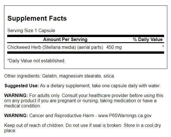 Chickweed Herb 450 mg 180 Capsule Y851943
