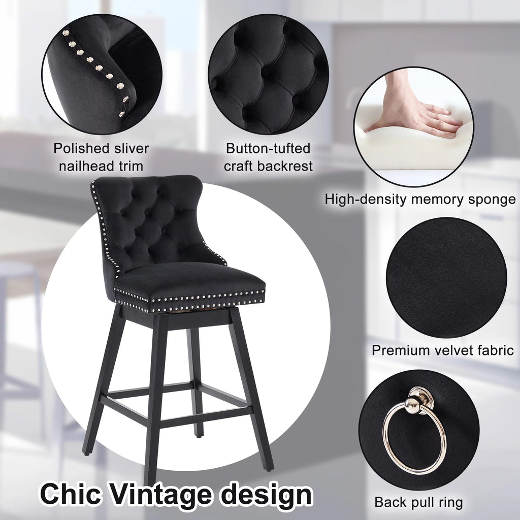 Velvet Swivel Bar Stools Set of 4 V5207