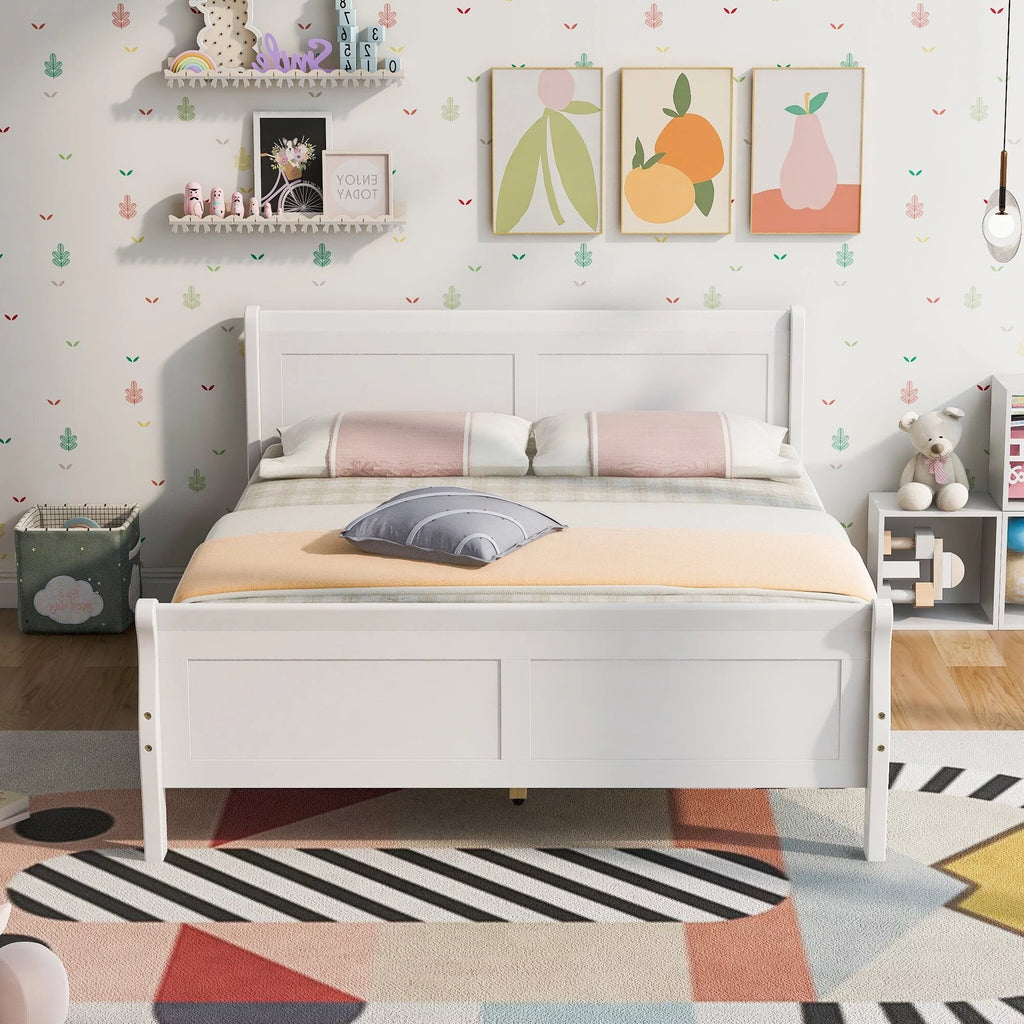 Wood Frame Sleigh Bed with Footboard Espresso Queen J11987
