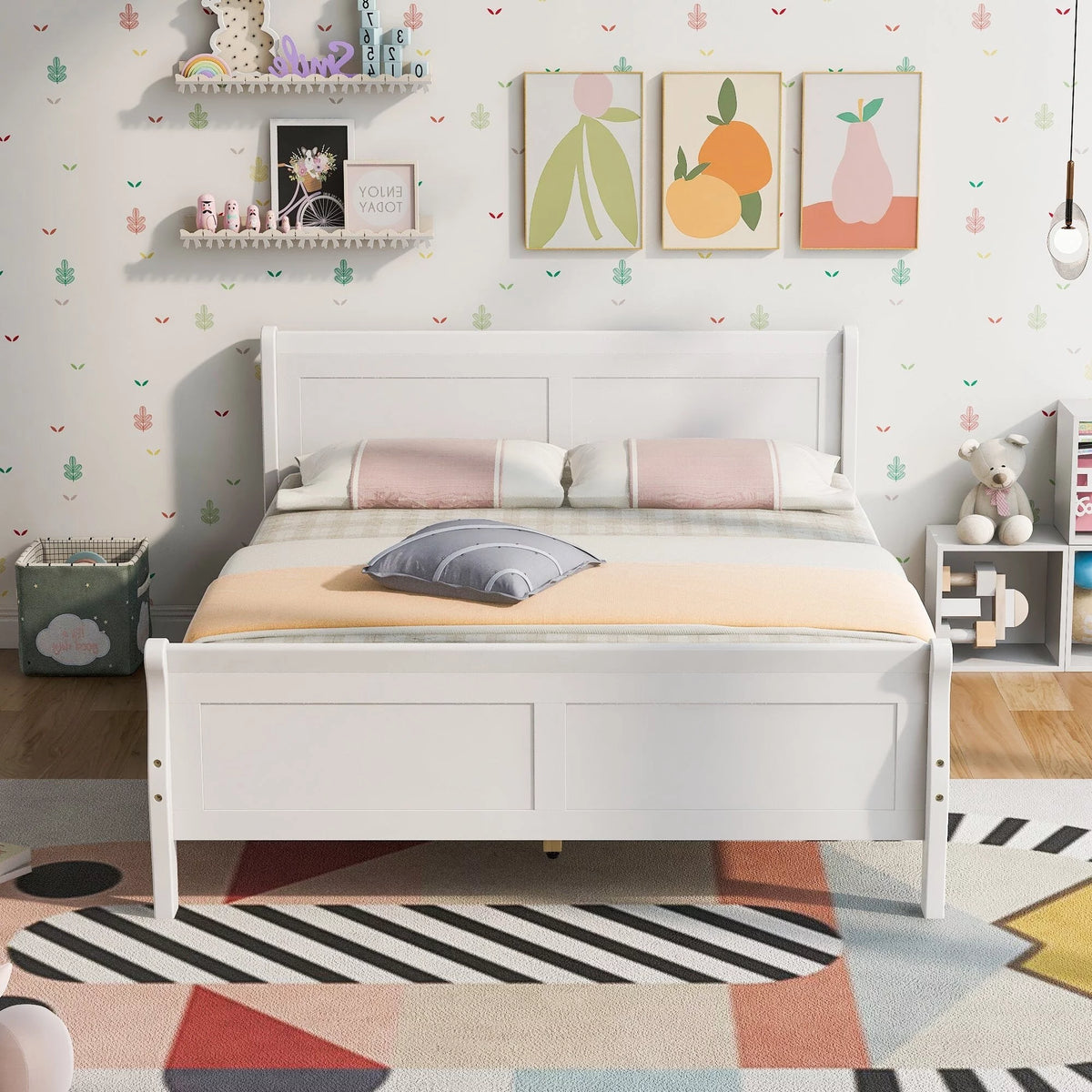 Wood Frame Sleigh Bed with Footboard Espresso Queen J11987
