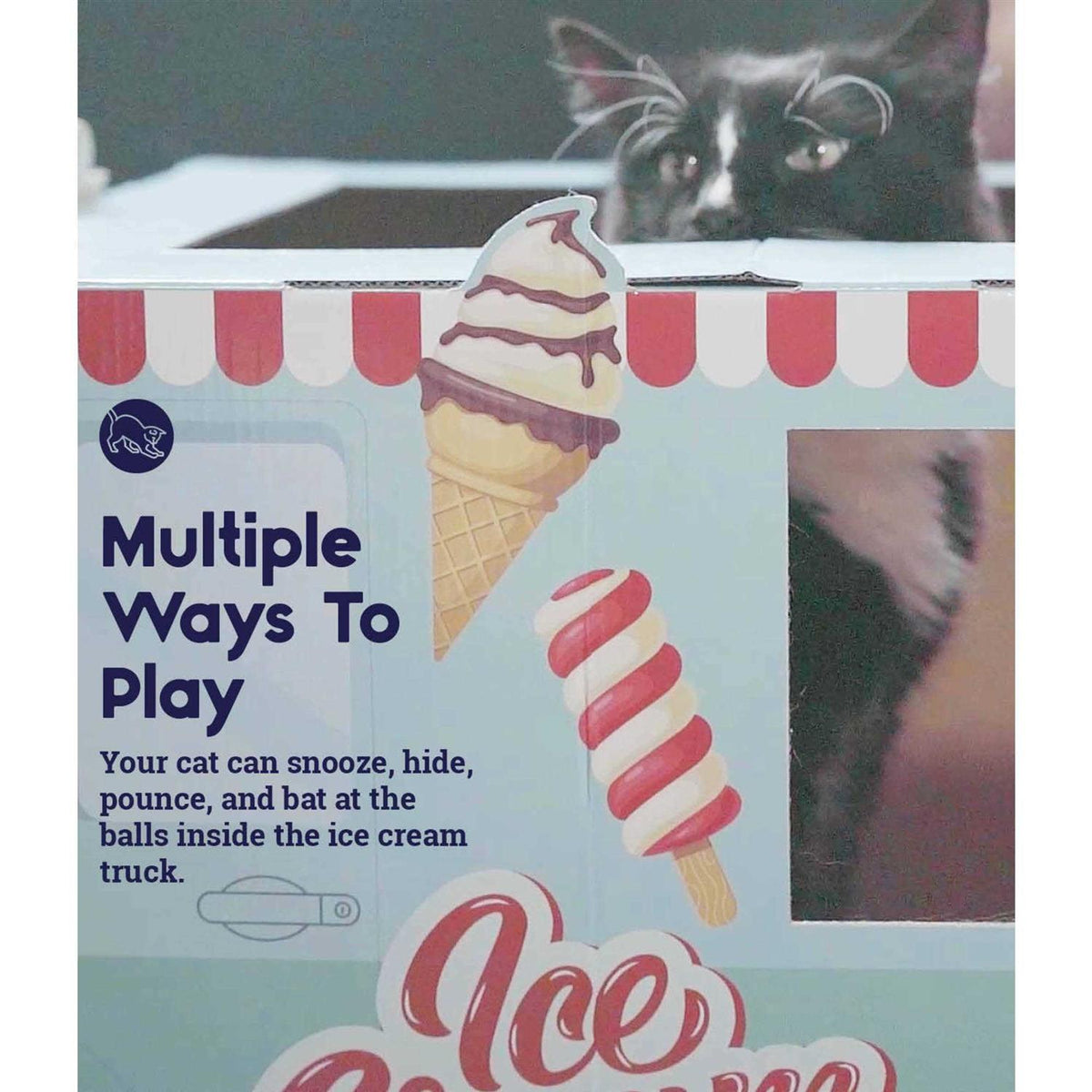 Cardboard Ice Cream Truck Cat Toy H639518