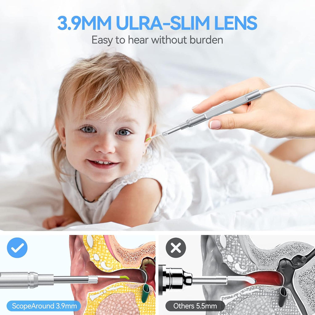 Ear Wax Removal Camera with 4.5 IPS Screen, 1920x1080 FHD Smart Visual Ear Cleaner Tool Kit, Otoscope with Light C5683