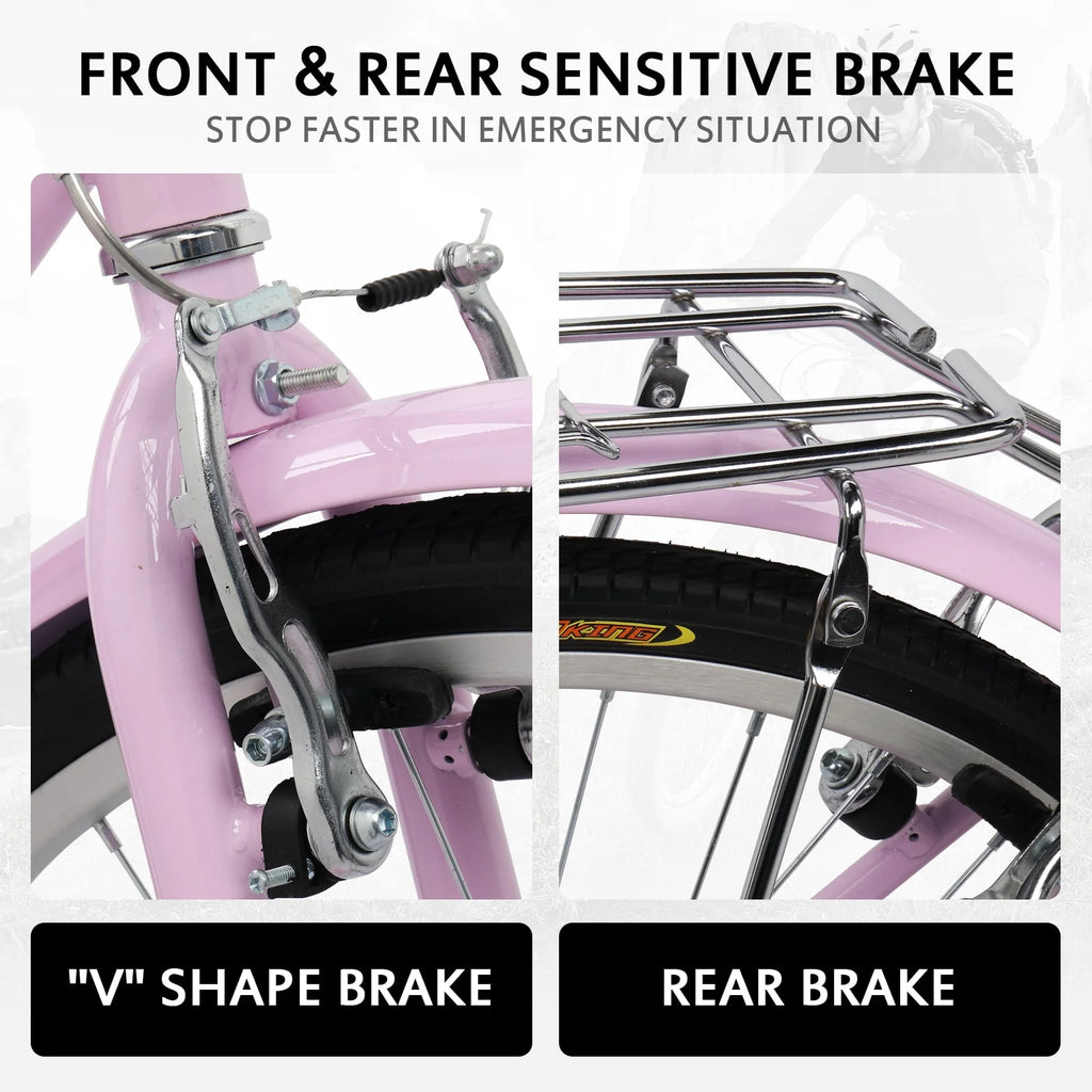 26 inch Commuter Bicycle with 7-speed, Baskets, Pink Y846