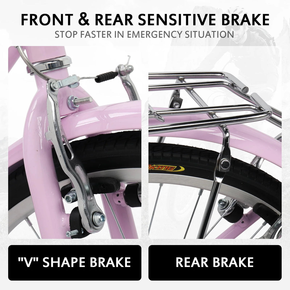 26 inch Commuter Bicycle with 7-speed, Baskets, Pink Y846