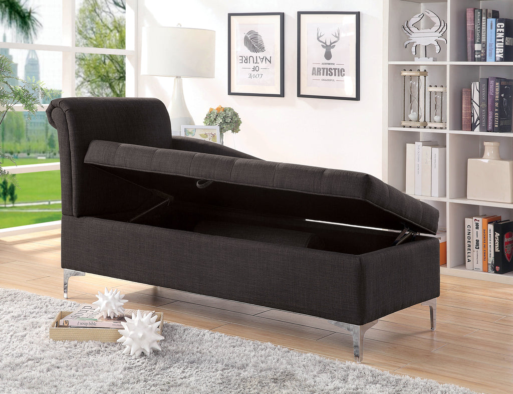 Gray Tufted Fabric Chaise U369305