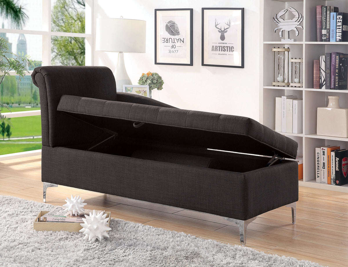 Gray Tufted Fabric Chaise U369305