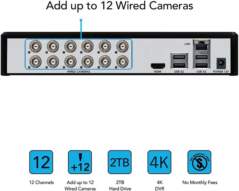8 Wired 4K Ultra HD Indoor/Outdoor Security Camera System with 2TB Hard Drive L636