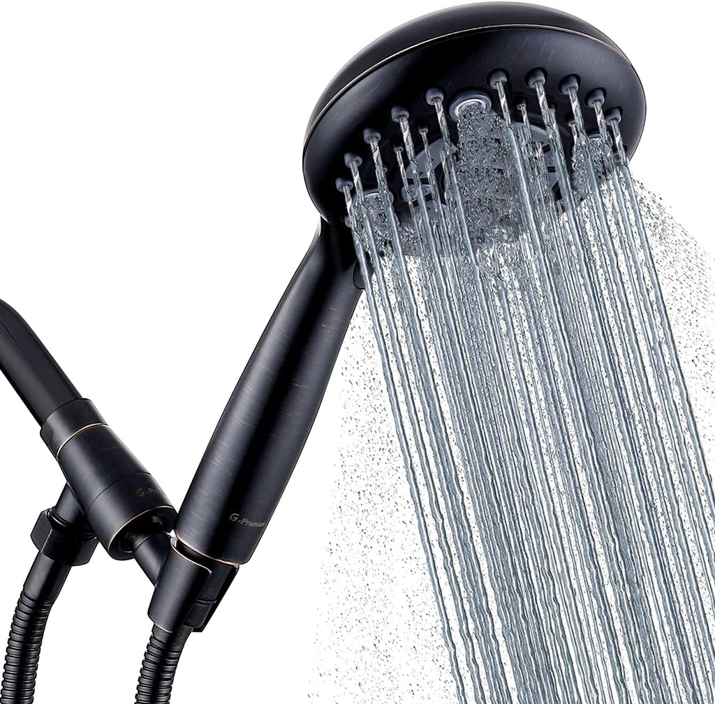 Oil Rubbed Bronze Handheld Shower Head with Extra Long Flexible Hose and Metal Adjustable Bracket, Pack of 2 W128049