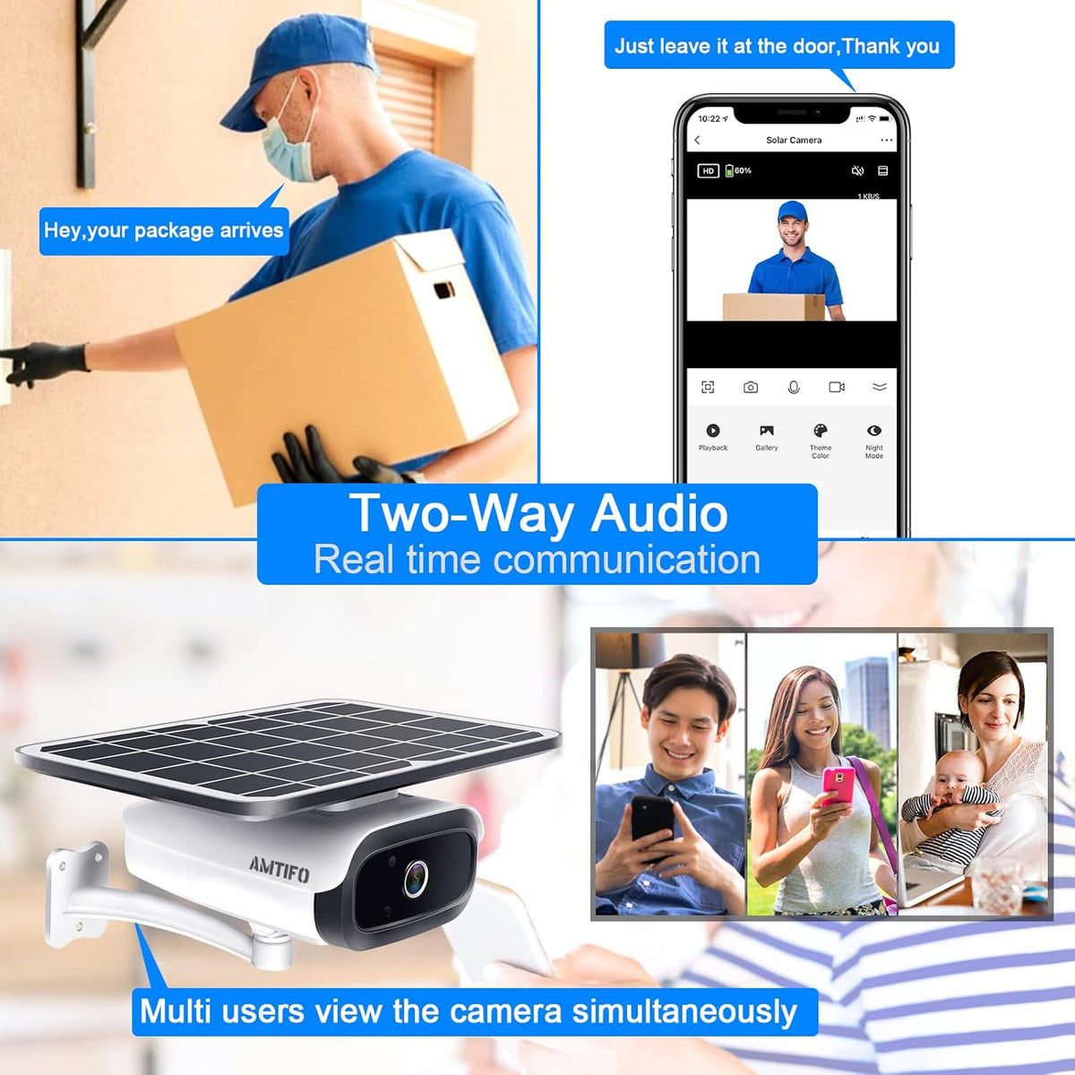 Wireless Outdoor Solar WiFi Surveillance Camera System with Two Way Audio and Night Vision Q240