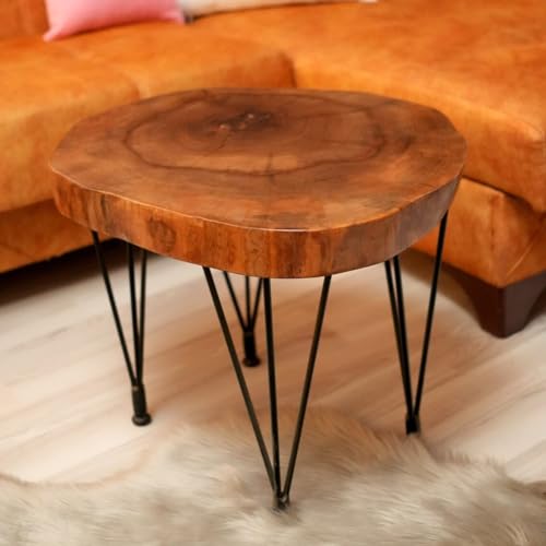 Walnut Live Edge Solid Wood Round Coffee Table (24") T263338