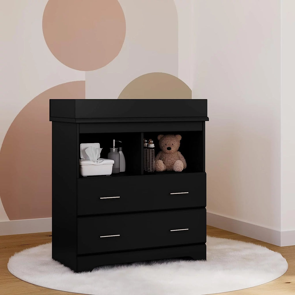 Black 2 Drawer Changing Table Dresser G8681