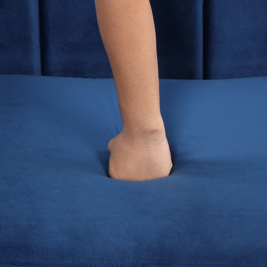 Blue Buttoned Tufted Sofa with Solid Wood Legs R70991