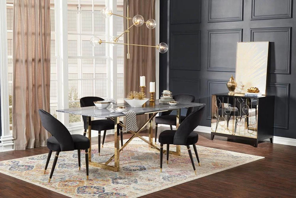 Black and Gold Set of Two Dining Chairs C644