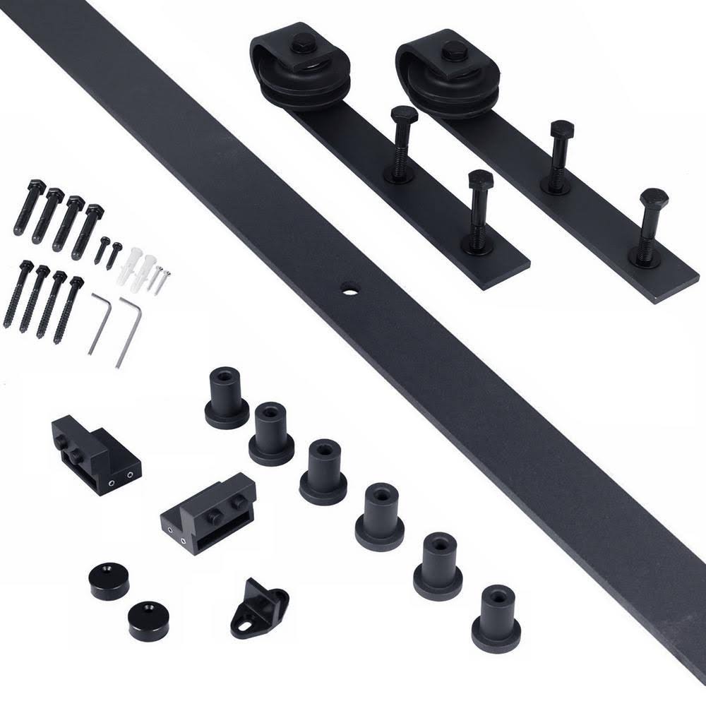 Charcoal Black Solid Wood Interior Sliding Barn Door with Hardware Kit A430