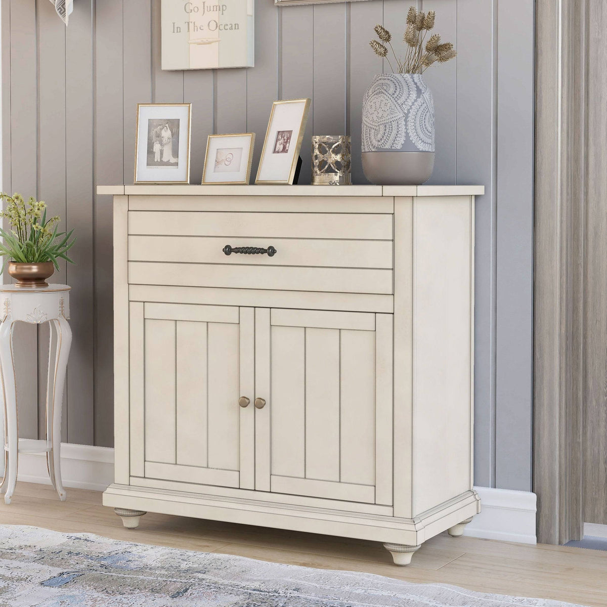 Antique White Hallway Cabinet S966928