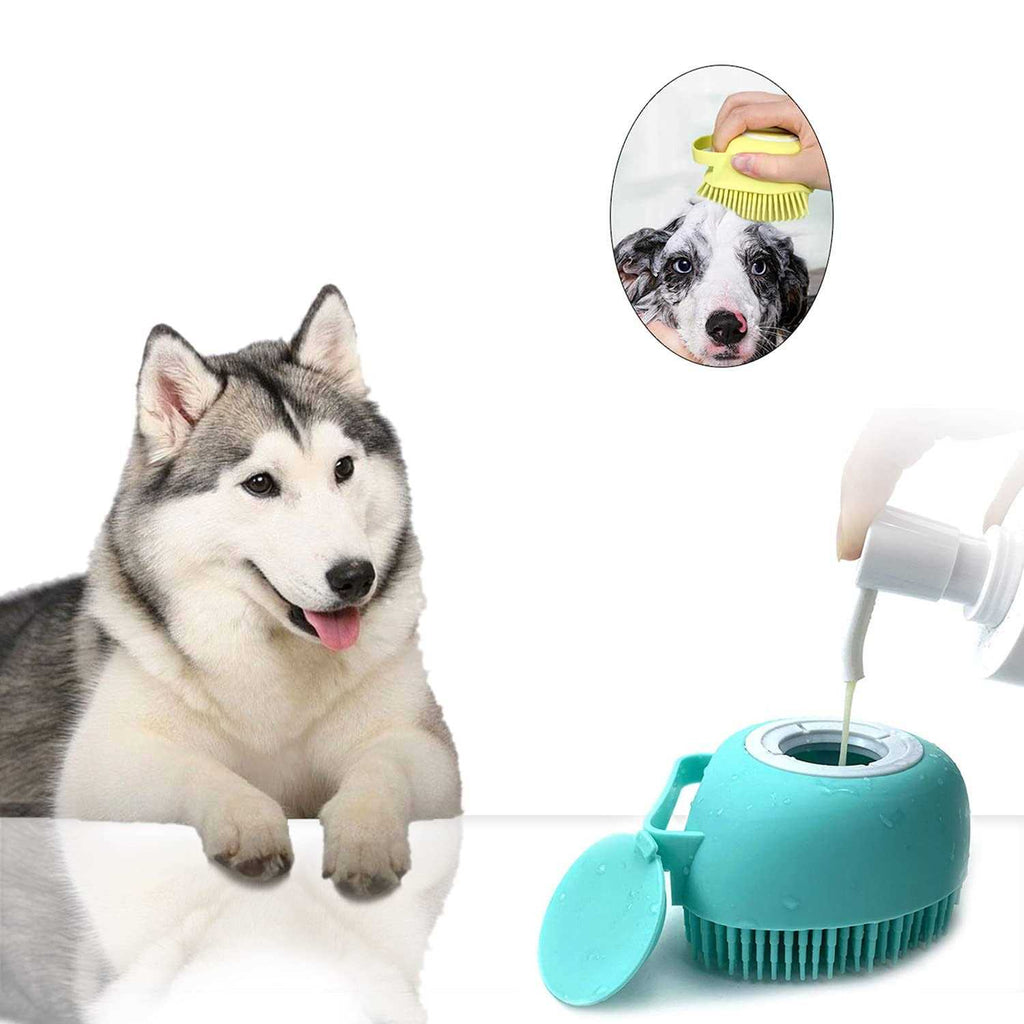 Pet Grooming Bath Massage Brush with Soap and Shampoo Dispenser Soft Silicone Bristle J29153