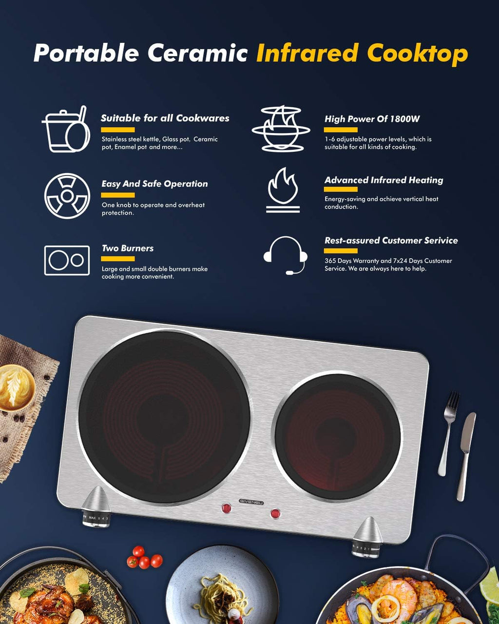 Portable Ceramic Infrared Cooktop C1849