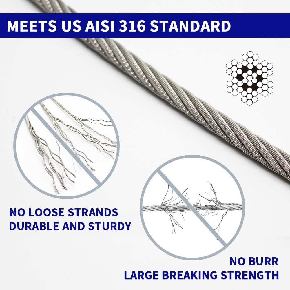 1/8 T316 Stainless Steel Cable 600FT Wire Rope X63382