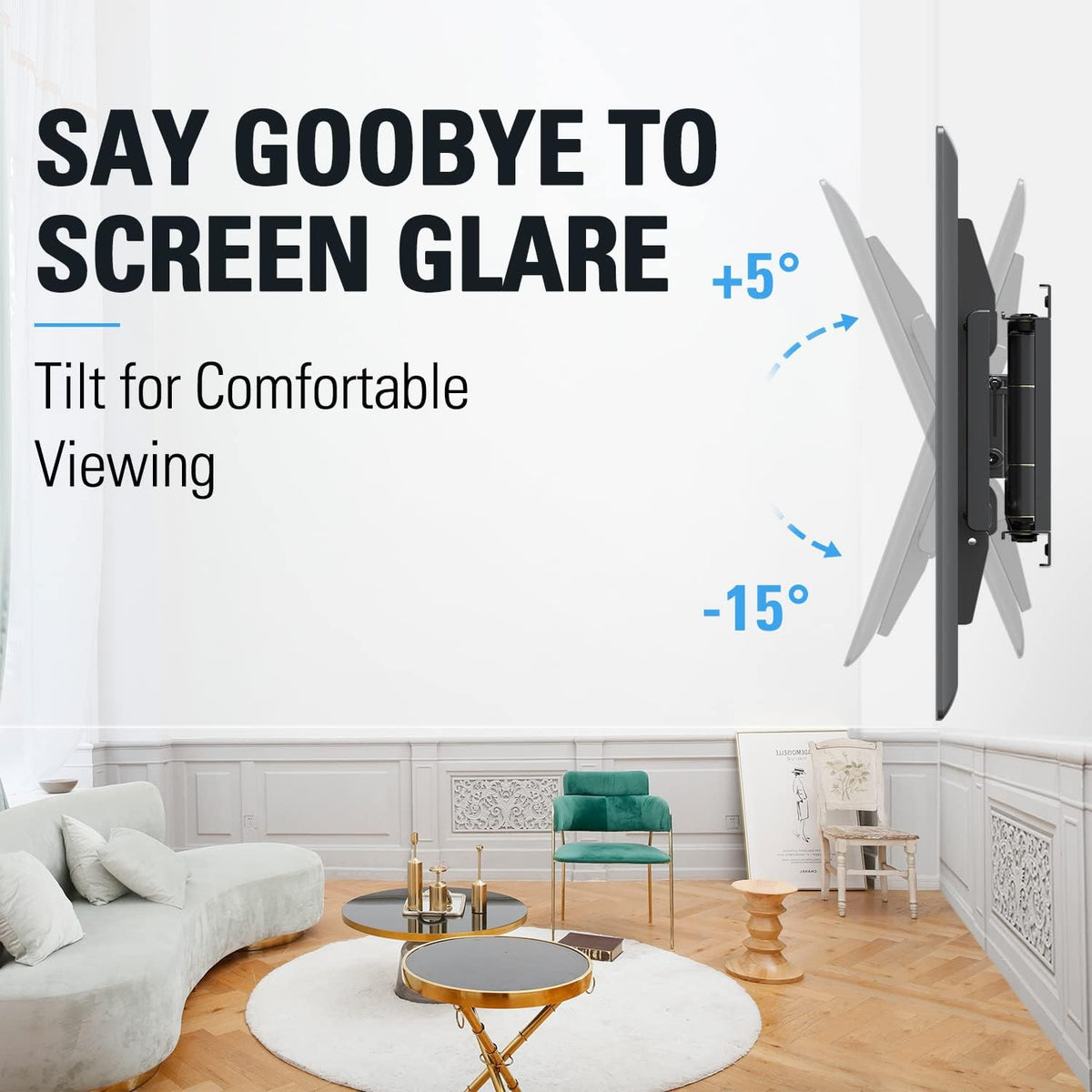 Full Motion TV Wall Mount Bracket for 42-75 Inch TVs, Max VESA 600x400mm, 132 lbs D4368