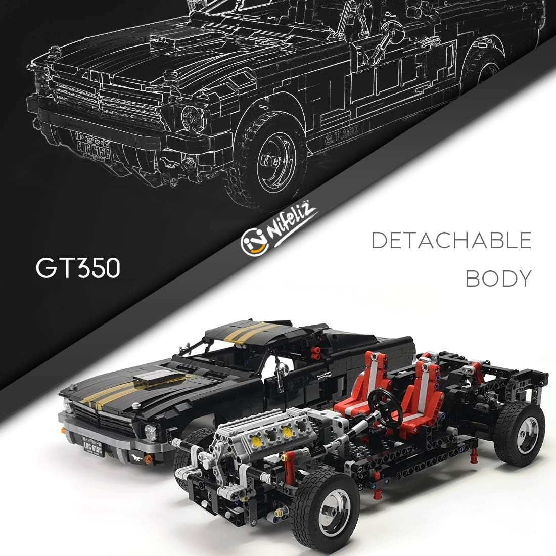 1965s GT350 Race Car Building Set (1,817 Pieces) Y5533