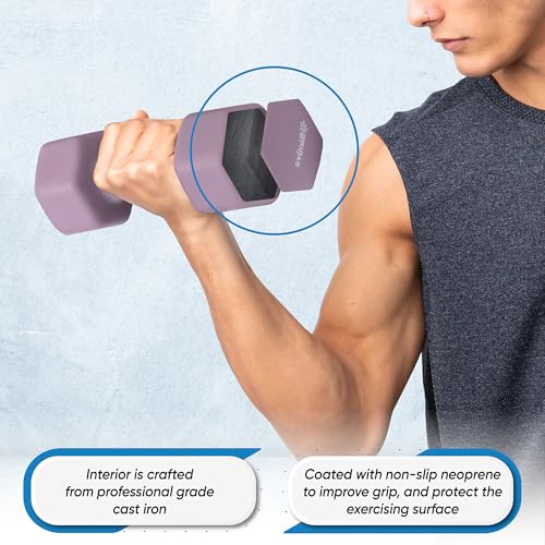 Neoprene Coated Hex Dumbbell Set with Rack 1-20 LBs F50480