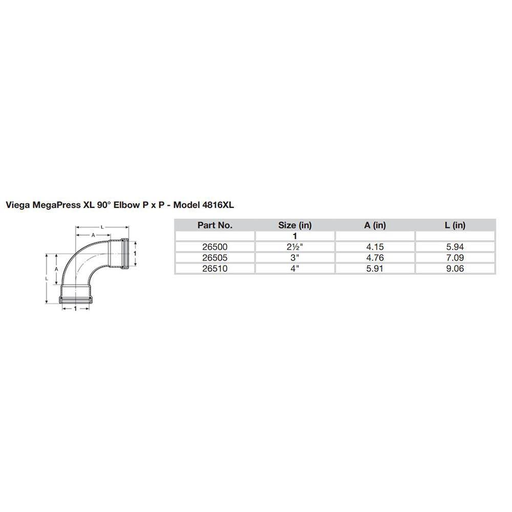 2-1/2x22 90 Carbon Steel Elbow with FKM R4027