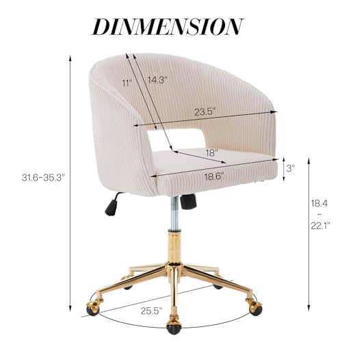 Velvet Upholstered Swivel Desk Chair with Gold Base M55005