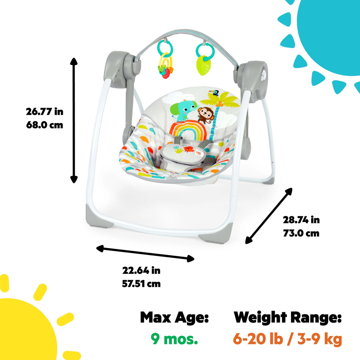 Portable Compact Baby Swing with Toys Q633