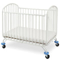 White Arched Metal Crib with Folding Mechanism and Casters M213645
