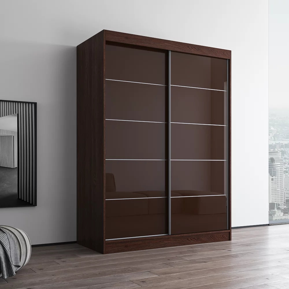 2 Door 59" Wide High Gloss Wardrobe Armoire Y608