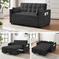 Black Velvet Convertible Sleeper Sofa with Pullout Bed R93888