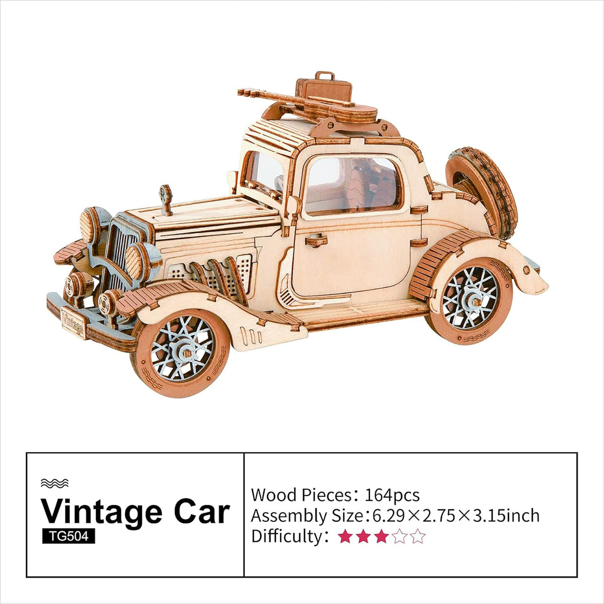 Vintage Car 3D Wooden Puzzle Model Kit U99262