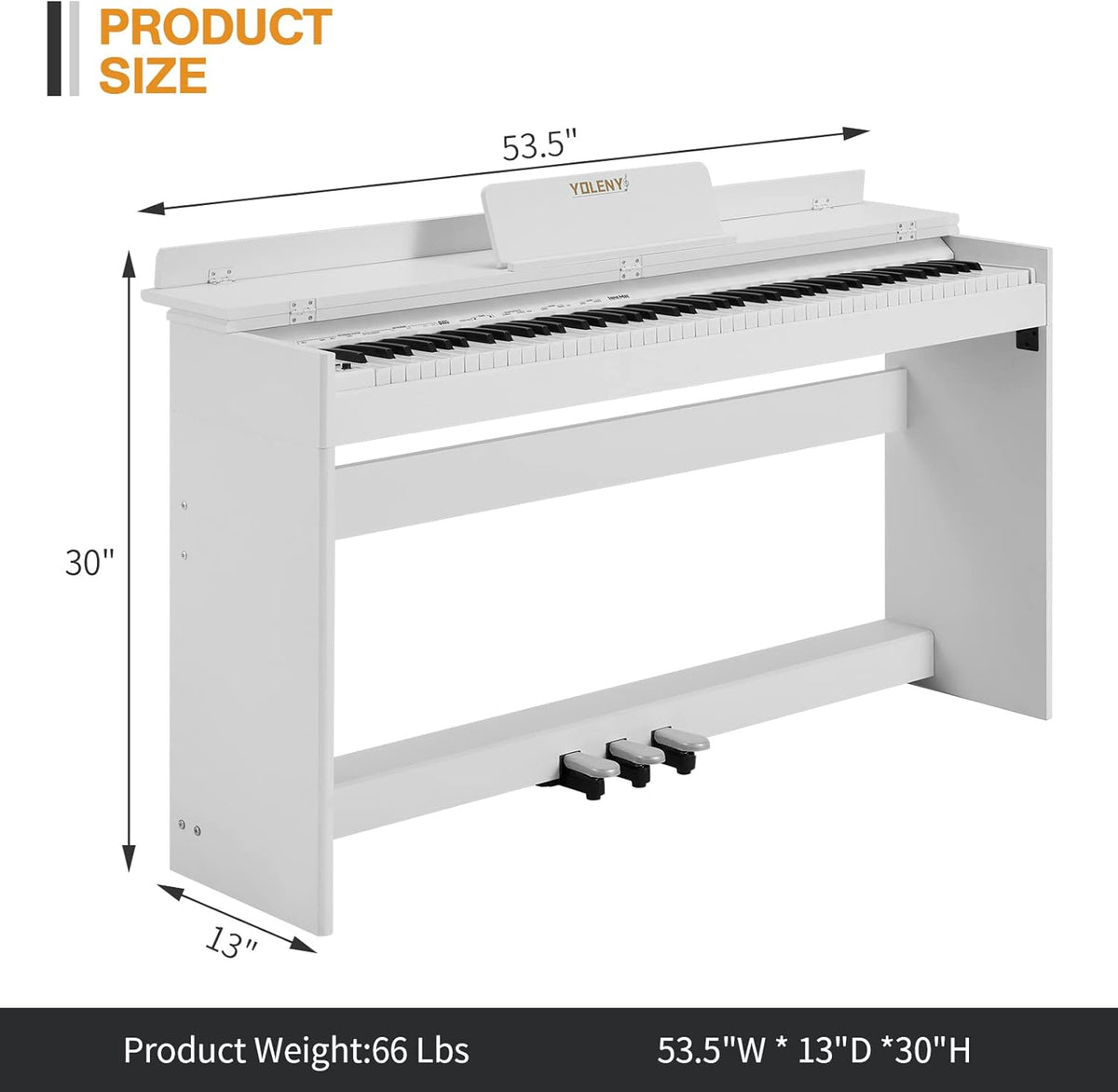 White 88 Key Weighted Digital Piano with Wooden Furniture Stand A6786