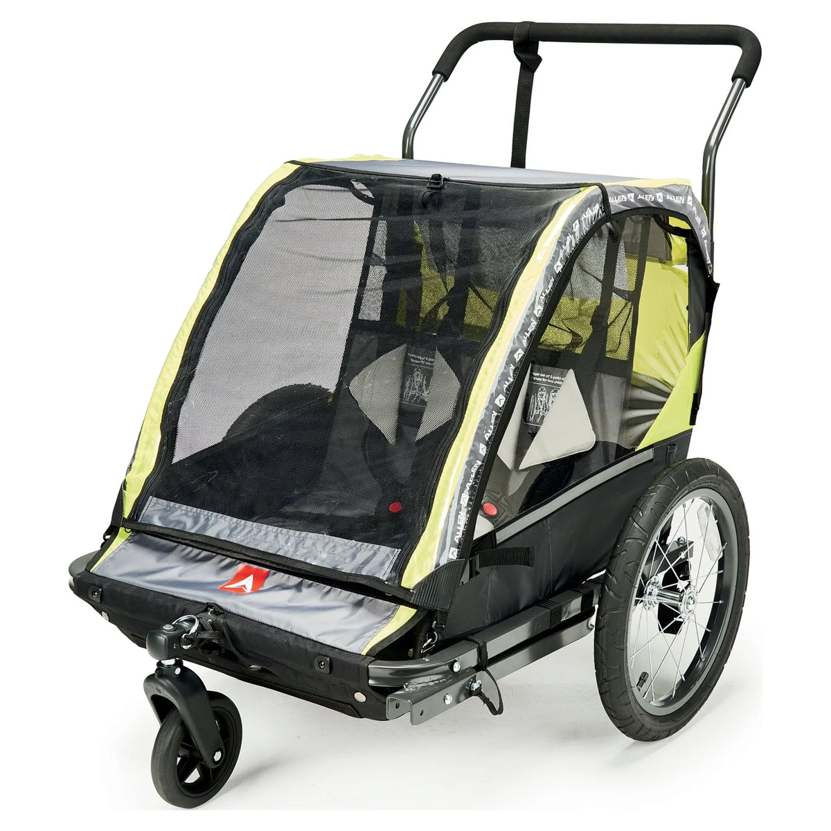 2-Child Bicycle Trailer & Stroller, 100 lbs, Green U377