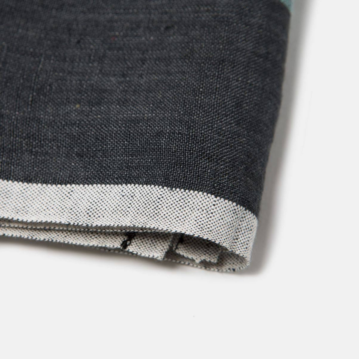 Charcoal/Aqua Laundered Linen Tea Towels, Set of 2 N58873