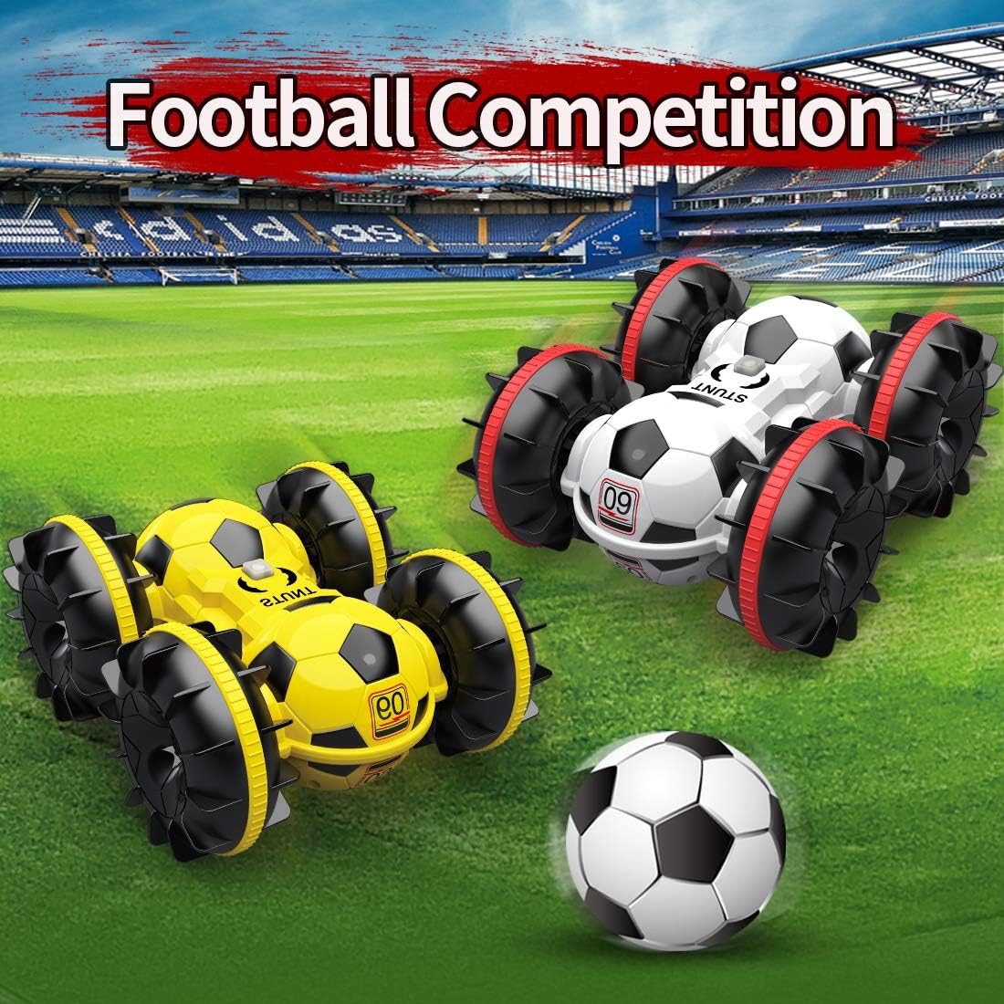 Amphibious Remote Control Car 2.4Ghz 4WD Waterproof Vehicle with 2 Rechargeable Batteries Pack of 2 P7627