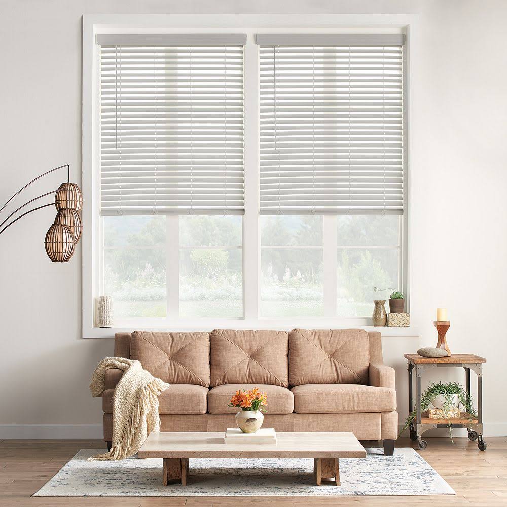 Grey Cordless Faux Wood Blind Q84289