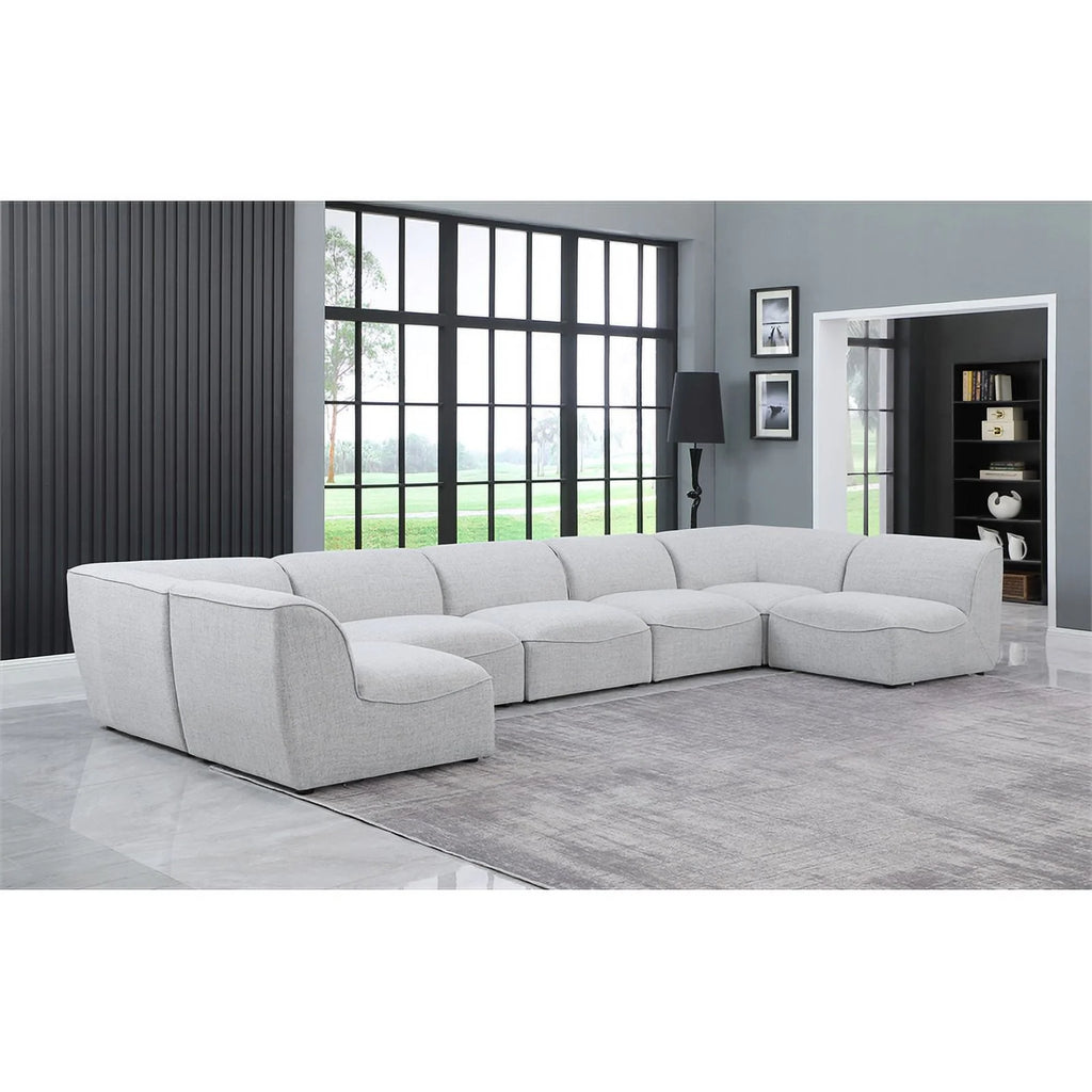 Grey Linen Textured Modular Sectional U10228